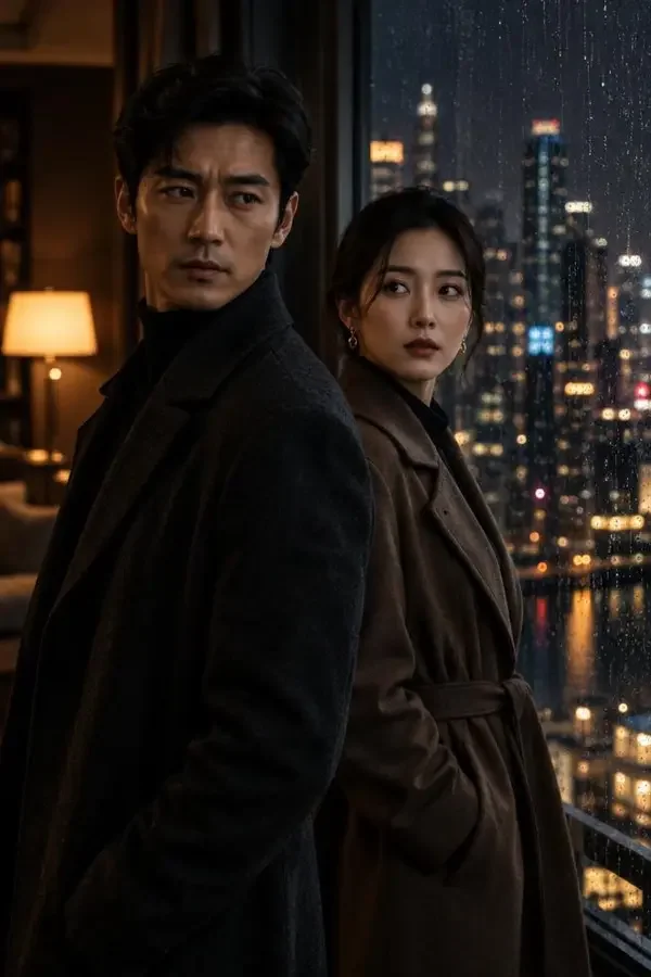 黄豆魔改《都市无敌霸主》海报，成年男女并肩站在城市夜景天台，衣着利落，神色从容
